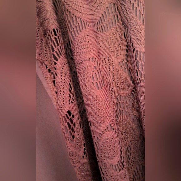 EasyWear by Chicos Mesh Lace Open Front Cardigan Bordeaux Lace Front Size 2 L 12 - Picture 4 of 4